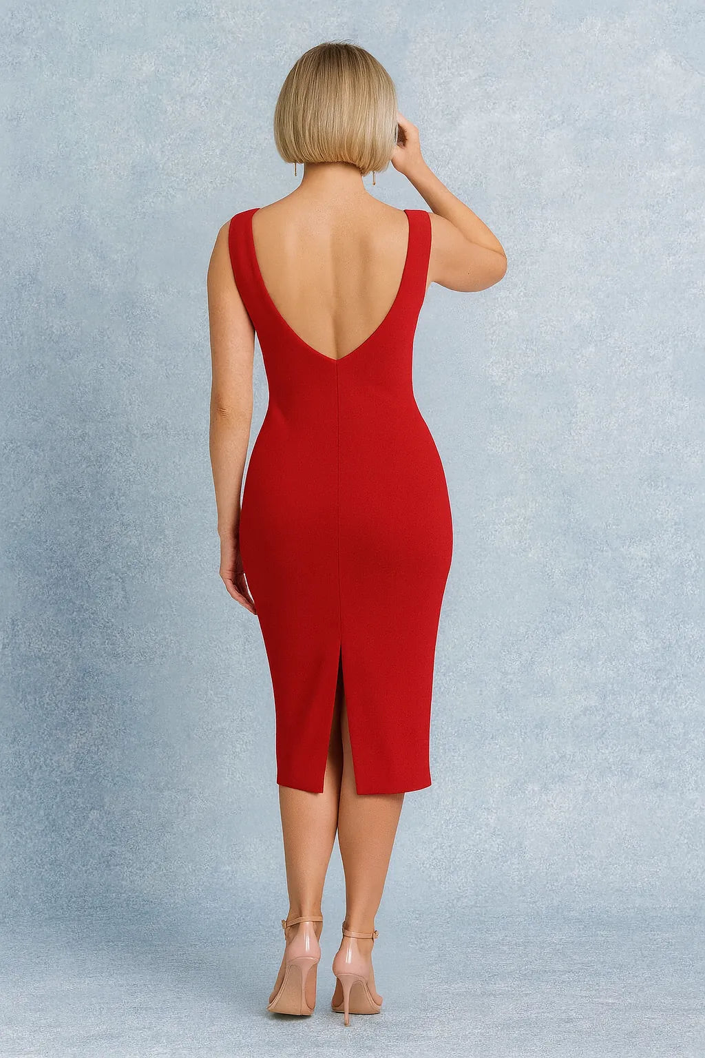 Elegant silky jersey tango dress with open back