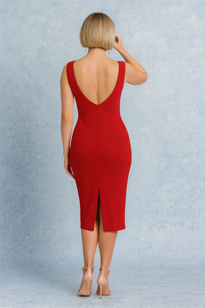 Elegant silky jersey tango dress with open back