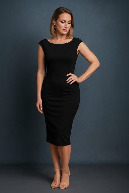 Elegant Silky Jersey Tango Dress with Open Back M / Black