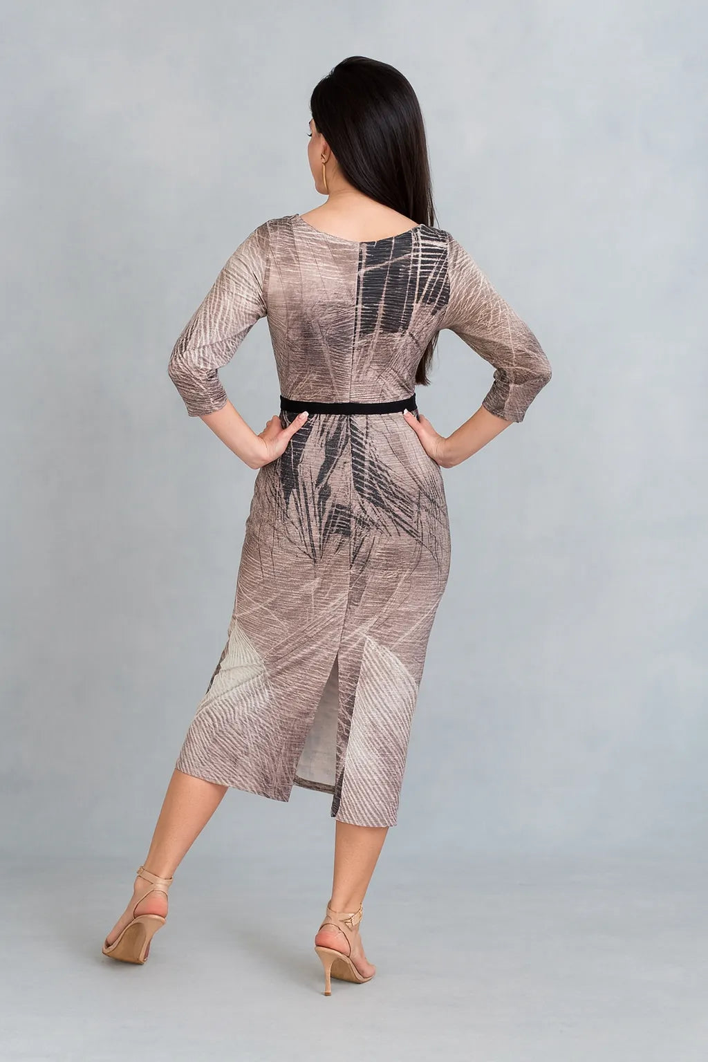 Elegant viscose tango dress with slim waistband L / Grey Elegant viscose tango dress with slim waistband L / Grey