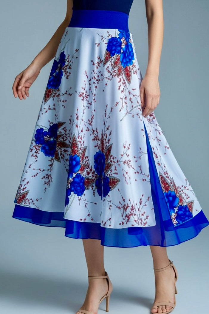 Tango skirt with blue floral pattern