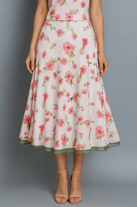 Jupe de tango gracieuse en mousseline verte et couches de jersey