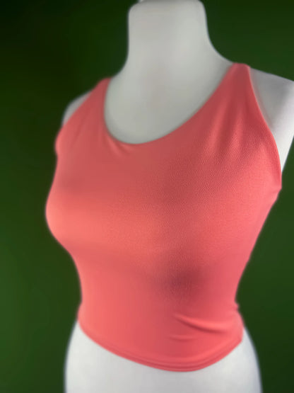 Elegant pink stretch tango top with adjustable tie-neck and lace details