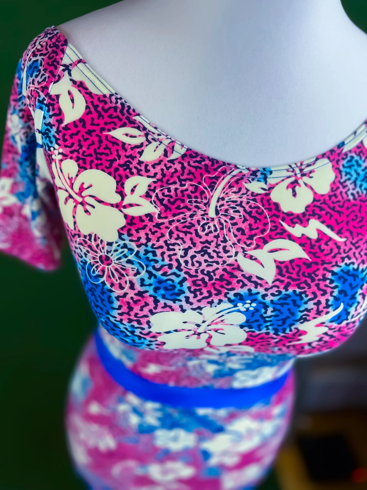 Bold off-shoulder tango dress with flowing tail