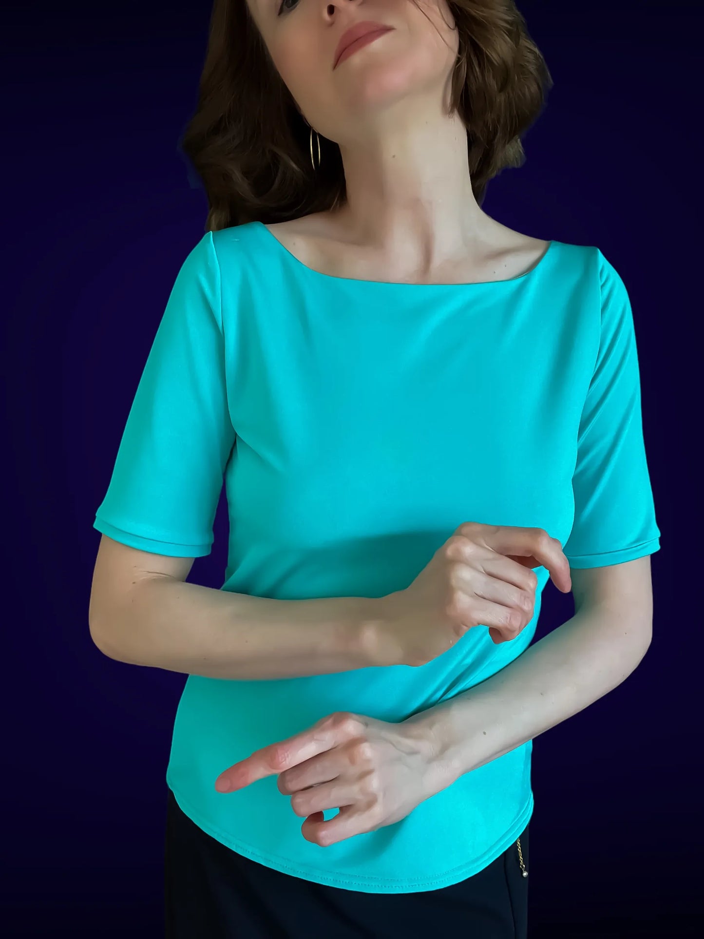 Essential turquoise tango top in silky jersey