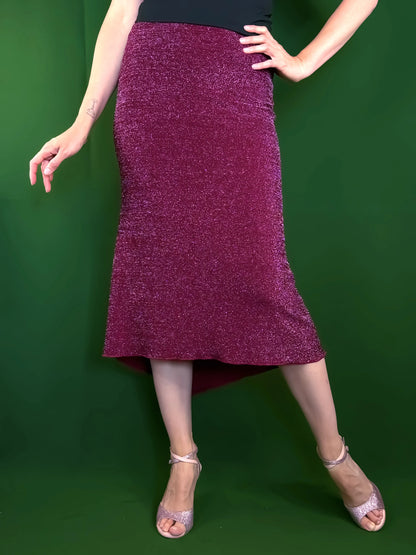 Shimmering burgundy tango skirt for dance