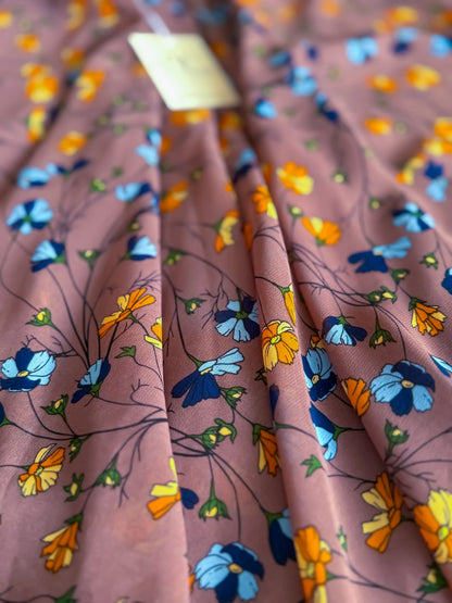 Brown Floral Two-Layer Wrap Tango Skirt