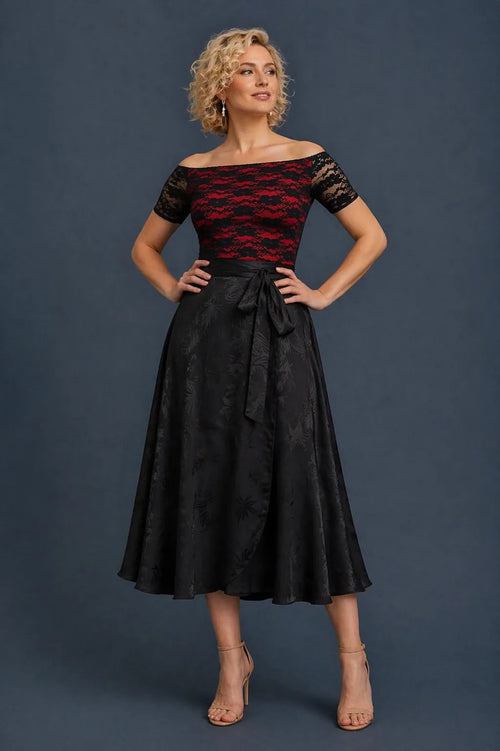 Black Satin Wrap Tango Skirt