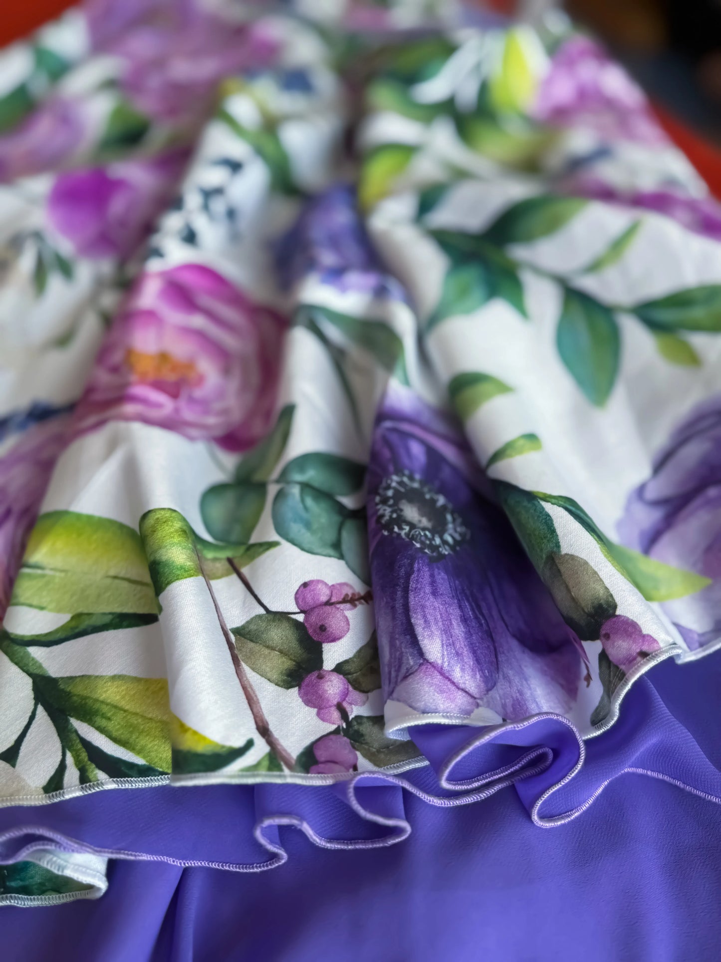 Lilac Floral Two-Layer Wrap Tango Skirt