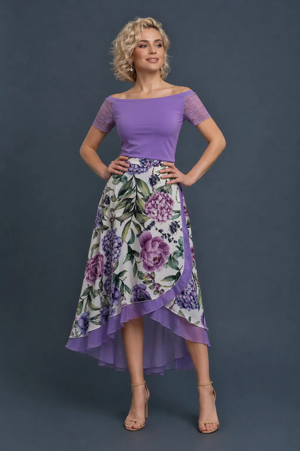 Lilac Floral Two-Layer Wrap Tango Skirt