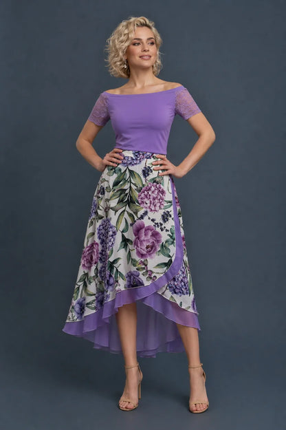 Lilac Floral Two-Layer Wrap Tango Skirt