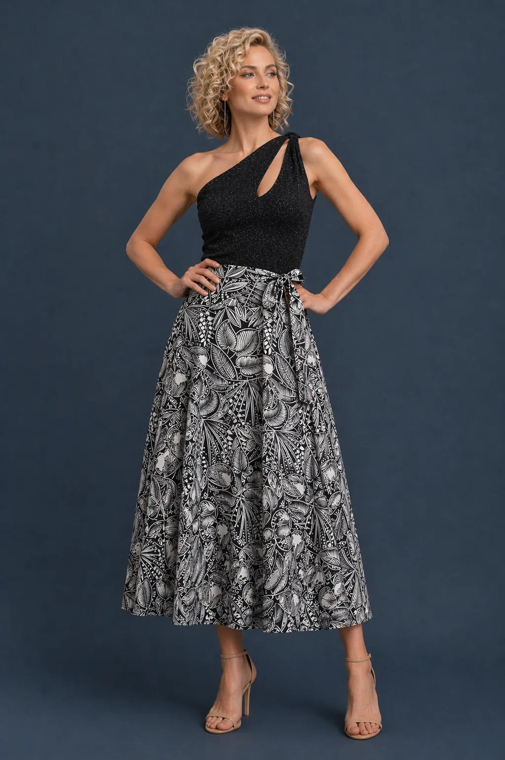 Black Floral Wrap Tango Skirt