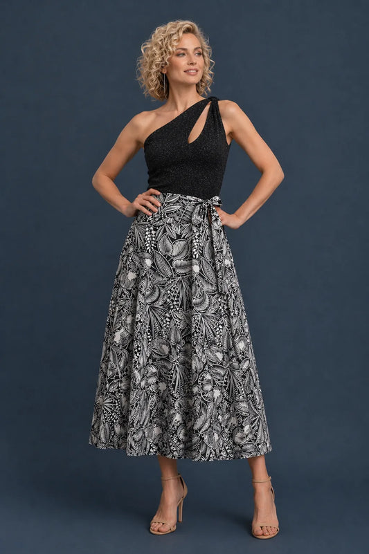 Black Floral Wrap Tango Skirt