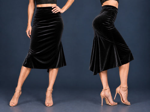 Velvet Tango Skirt with Flowing Tail