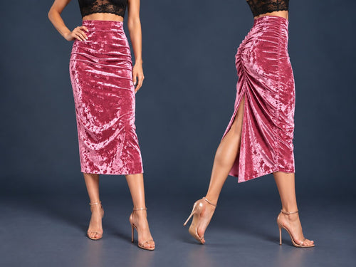 Crushed Velvet Tango Skirt with Swallowtail Back