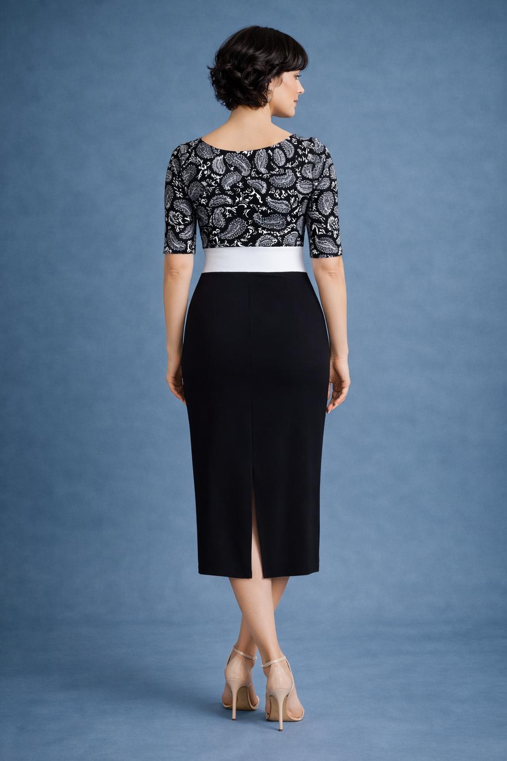 Exclusive Tango Dress with Elbow-Length Sleeves and Straight Skirt