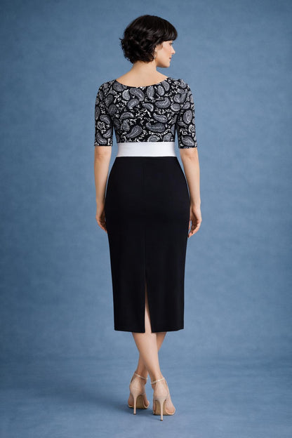 Exclusive Tango Dress with Elbow-Length Sleeves and Straight Skirt