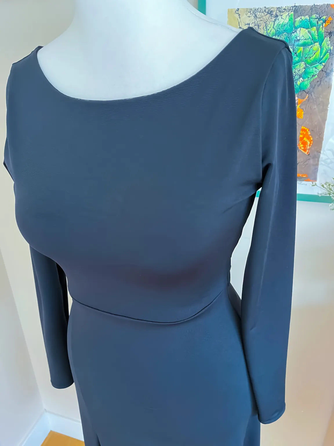 Black Long-Sleeve Tango Dress with Open Back and Silk Statement Train