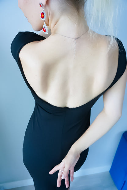 Elegant silky jersey tango dress with open back