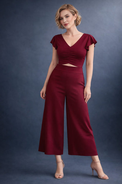 Pantalon de tango bordeaux exclusif à la silhouette élégante
