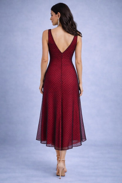 Graceful tango dress with slit and v-back