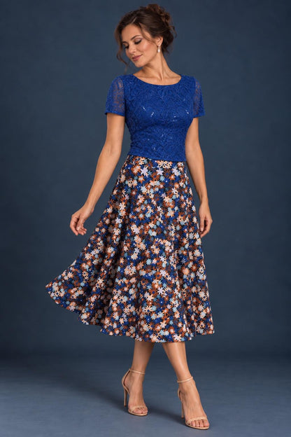 Blue Silky Jersey A-Line Tango Skirt