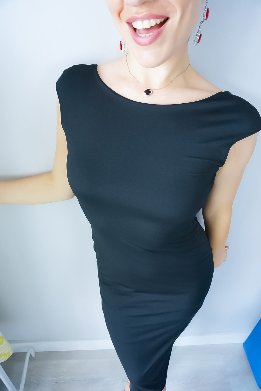 Elegant silky jersey tango dress with open back