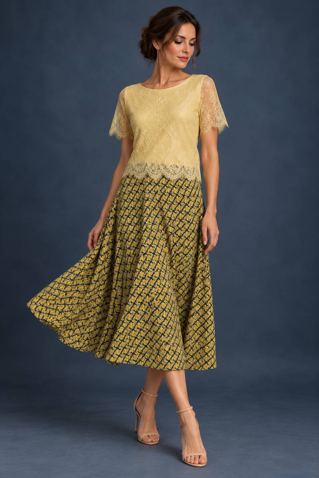 Yellow Silky Jersey A-Line Tango Skirt
