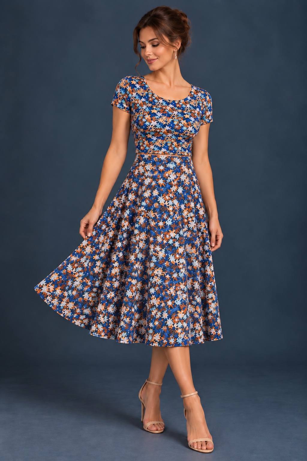 Blue Silky Jersey A-Line Tango Skirt