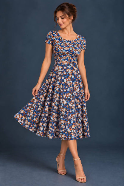 Blue Silky Jersey A-Line Tango Skirt