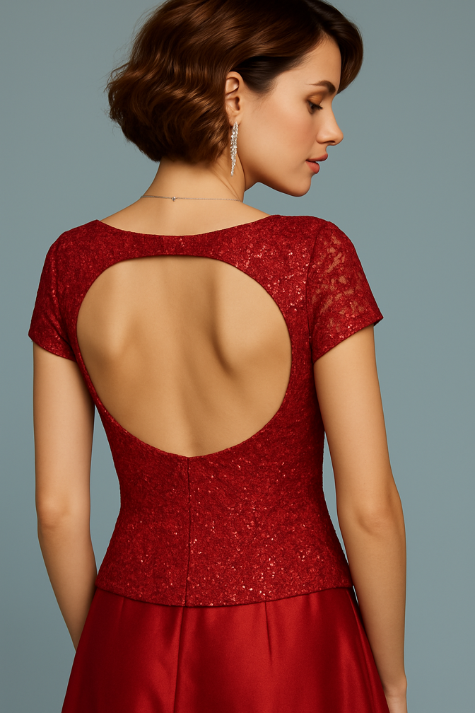 Shimmering lace tango top with open back