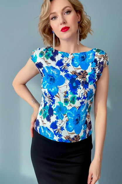 Floral tango top in silky jersey with lining - one of a kind