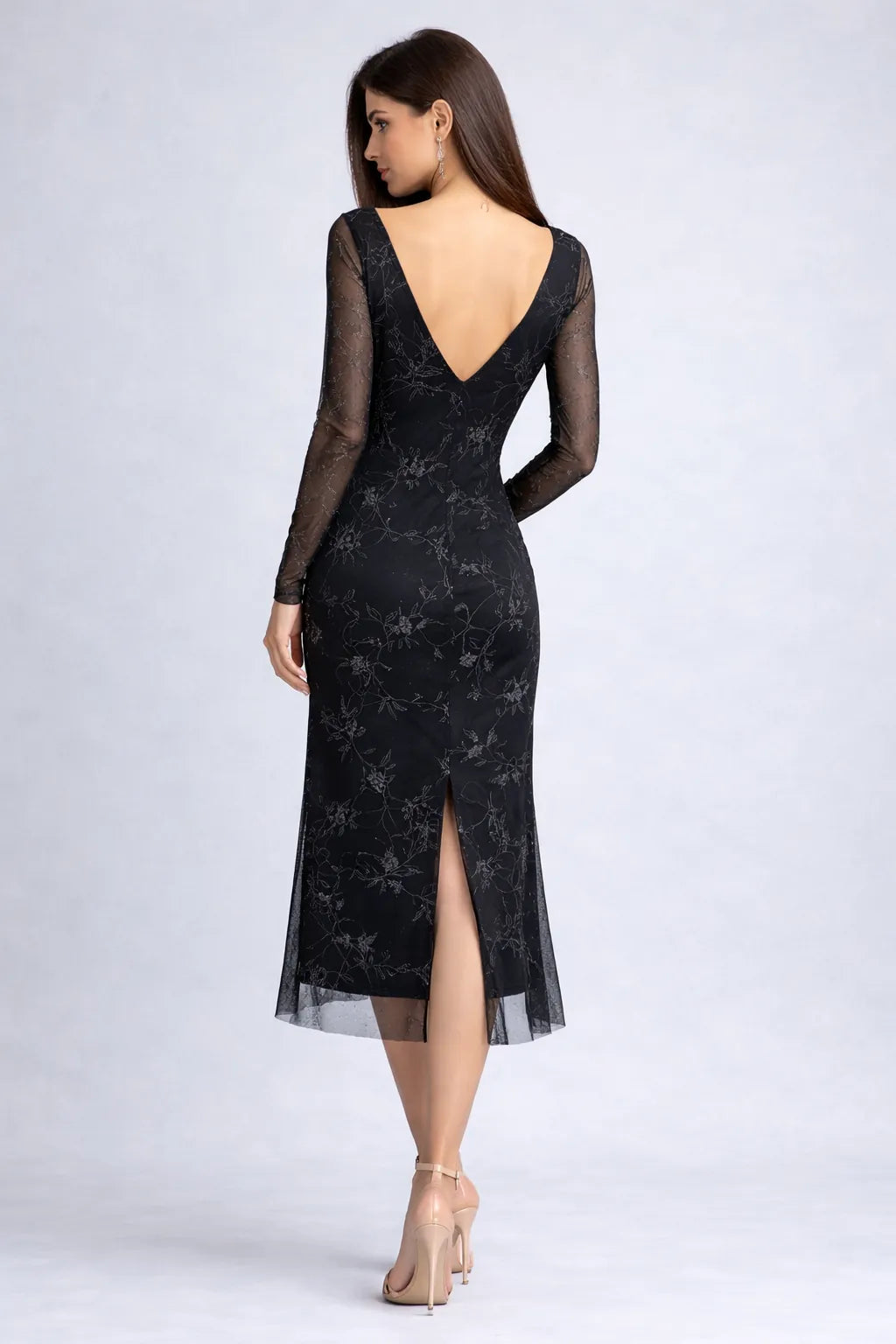 Black Sheer Mesh Tango Dress with V-Back
