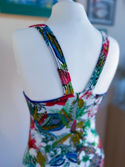 Floral Tango Dress with Flared Hem and Straps