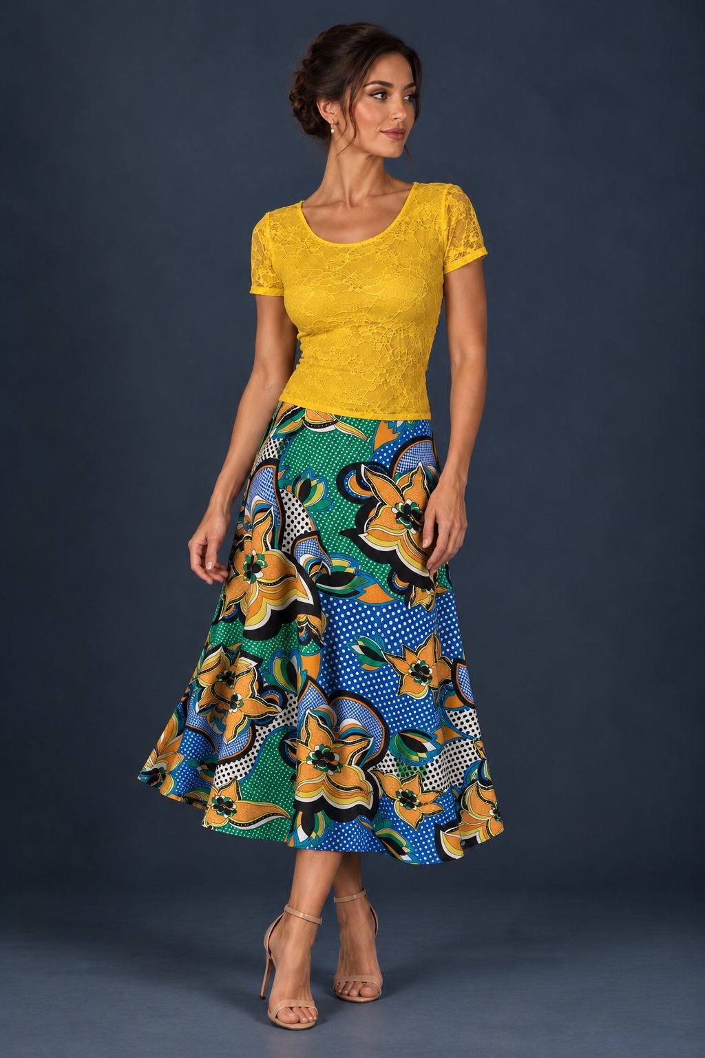 Green Silky Jersey A-Line Tango Skirt
