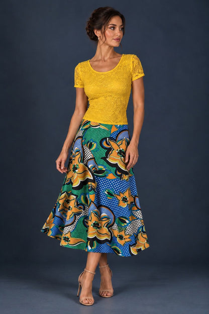 Green Silky Jersey A-Line Tango Skirt
