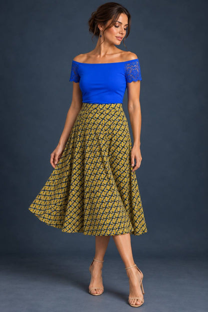 Yellow Silky Jersey A-Line Tango Skirt