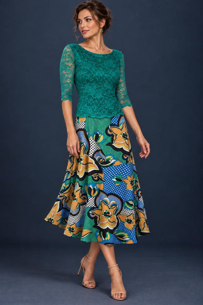 Green Silky Jersey A-Line Tango Skirt
