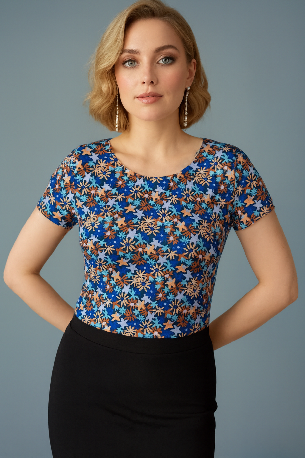 Silky jersey floral tango top - one of a kind
