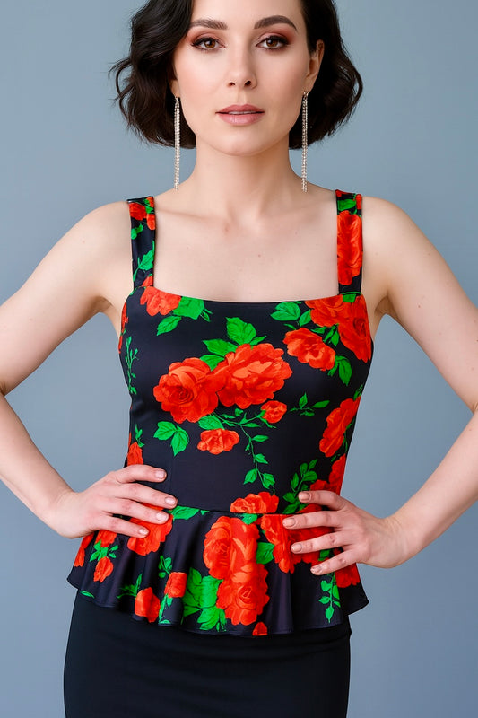 Floral tango top with peplum