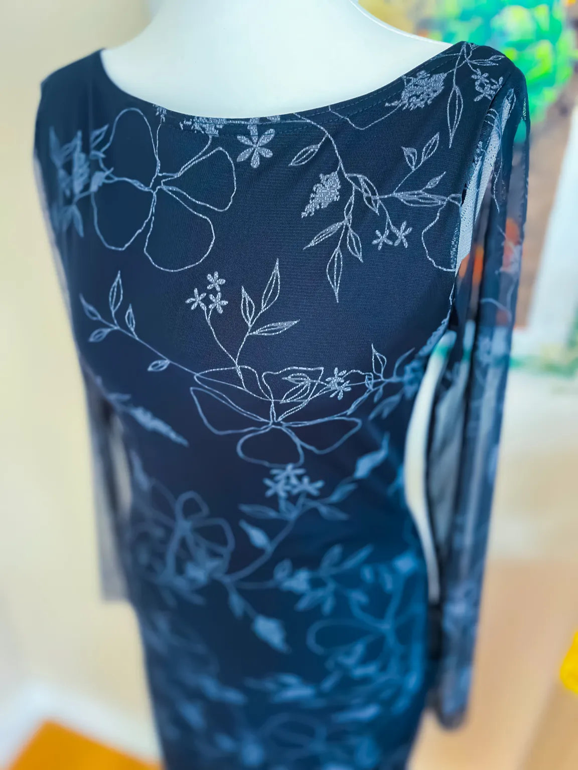 Black Sheer Mesh Tango Dress with V-Back