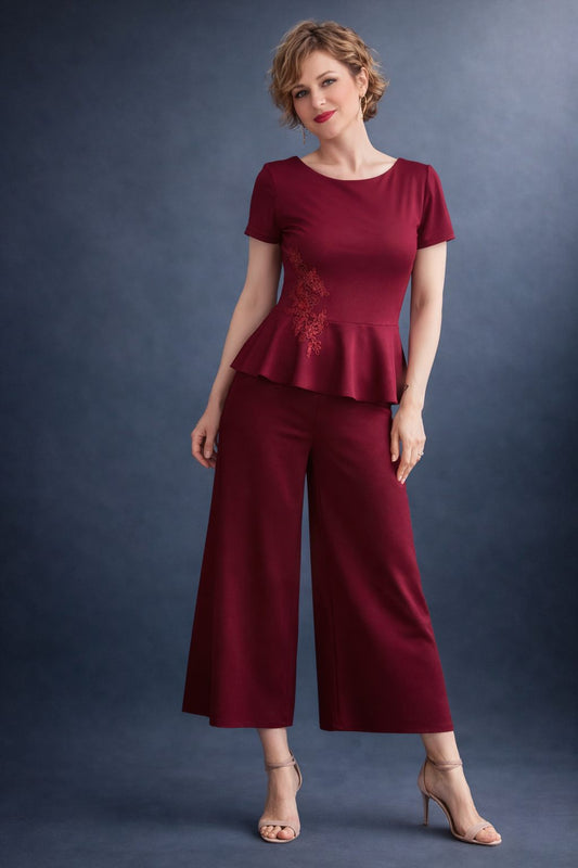 Pantalon de tango bordeaux exclusif à la silhouette élégante