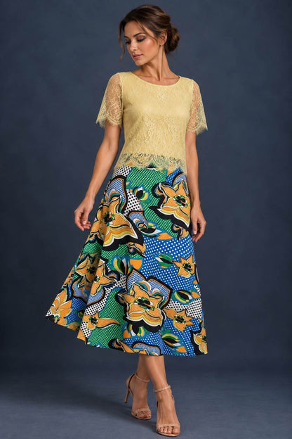 Green Silky Jersey A-Line Tango Skirt