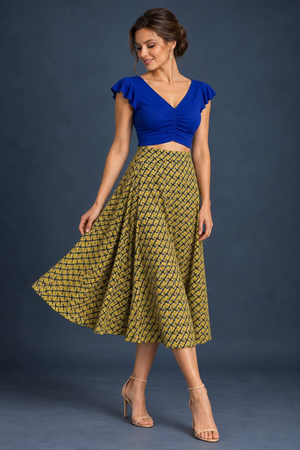 Yellow Silky Jersey A-Line Tango Skirt
