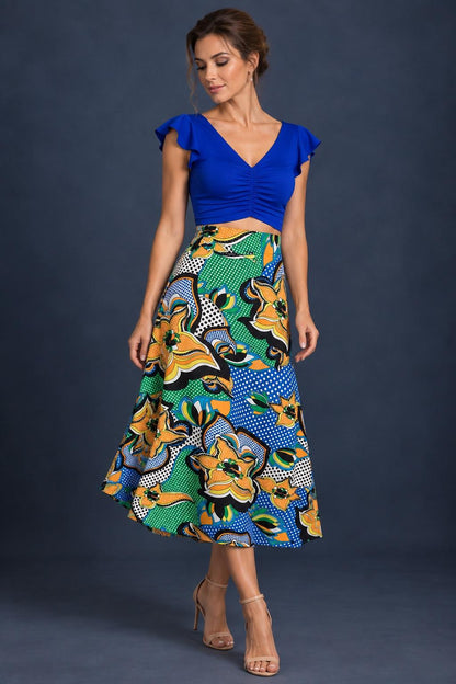 Green Silky Jersey A-Line Tango Skirt
