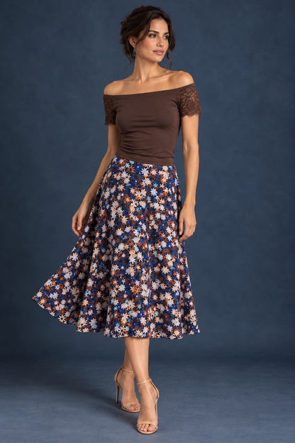 Blue Silky Jersey A-Line Tango Skirt