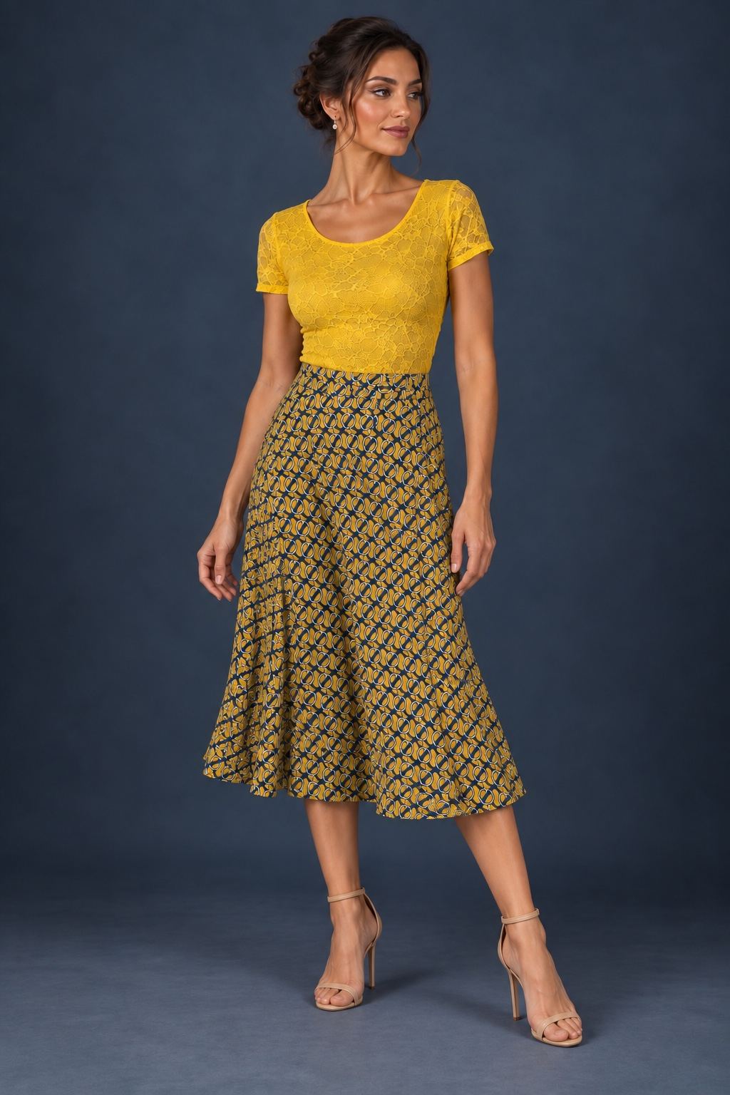 Yellow Silky Jersey A-Line Tango Skirt