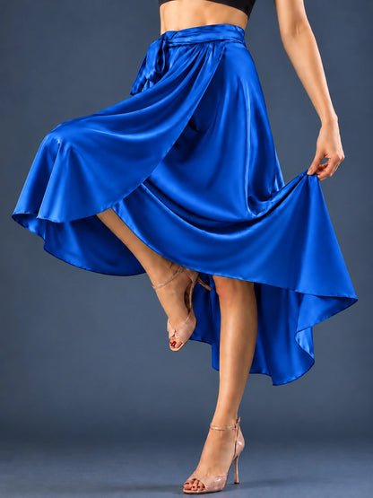 Satin Wrap Tango Skirt with Adjustable Ties