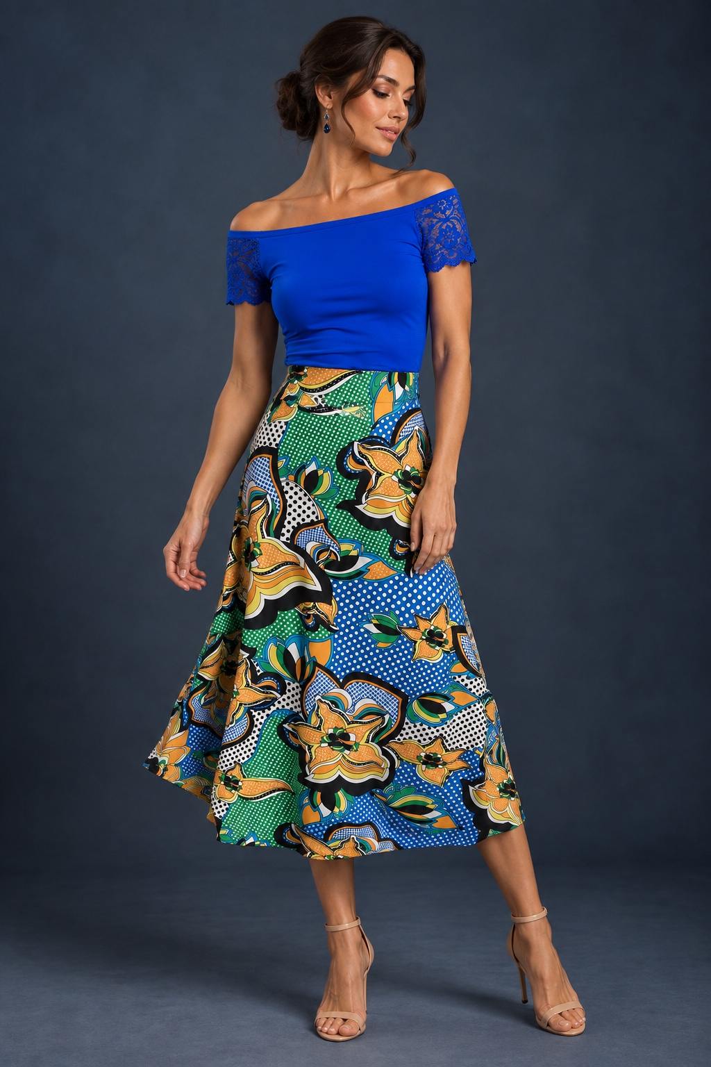 Green Silky Jersey A-Line Tango Skirt