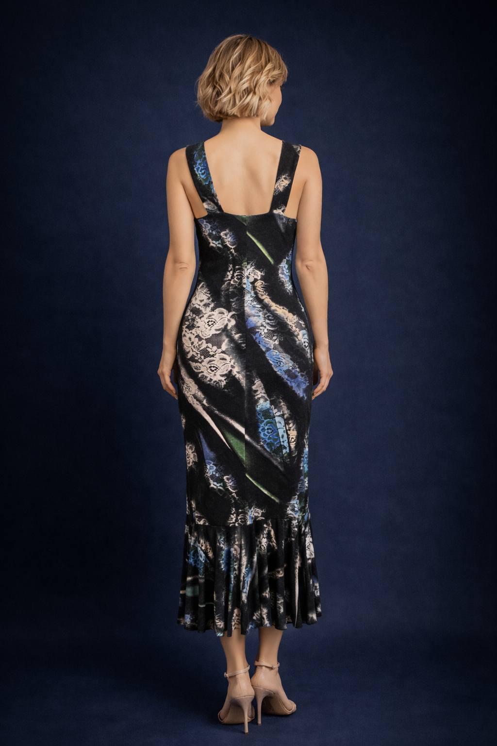 Soft Viscose Tango Dress with Draped Bust and Flared Hem